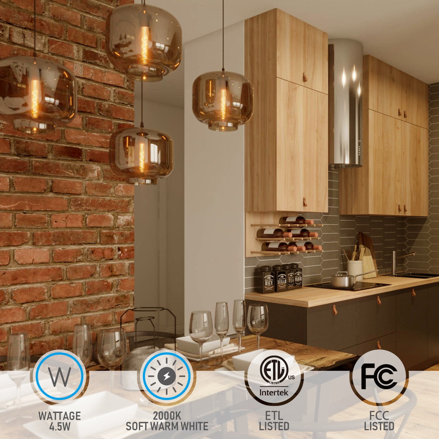 8 Pack LED Vintage Spiral Filament Bulb T10, 4.5W 7.17" Tubular Edison Light Bulbs, E26 Base, Dimmable Decorative Bulb, Amber Glass, 2000K Soft Warm, ETL/FCC