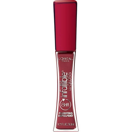 L'Oreal Paris Infallible 8HR Plumping Lip Gloss, 706 Plumping Plum, 0.21 fl oz