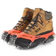 Crampons for Shoes, Traction Cleats Ice Snow Grips with 8 Stainless Steel Spikes, Shoe Talons Anti - Slip Boots Spikes for Walking, Jogging, Climbing and Hiking orange
