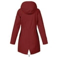 thumbnail image 3 of Women's Hooded Rain Jacket Fleece Lined Long Waterproof Raincoat Casual Full Zip Windbreaker Pockets Watermelon Red M, 3 of 3