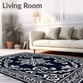 thumbnail image 2 of ODIKA 8'x10' Machine Washable Non-Slip Area Rug, Vintage Damask Scrollwork Elegant Victorian Welcome High Traffic Rug with Pad, Black, 473408, 2 of 8