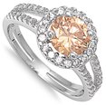 thumbnail image 4 of CHOOSE YOUR COLOR Sterling Silver Women's Champagne CZ Halo Ring 925 Band 6mm Orange Female Size 10, 4 of 4