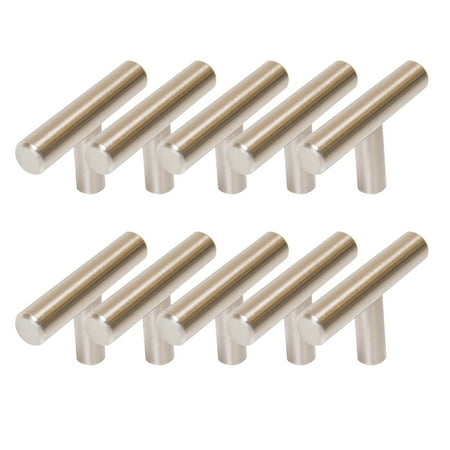 Brushed Stainless Steel Knob - Design House 182642 T-Pull Knob, 10-Pack, Stainless Steel