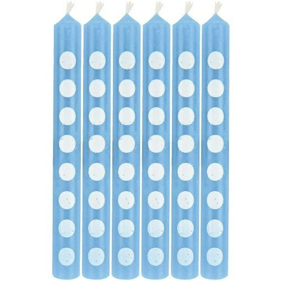 Pastel Blue Polka Dot Wax Birthday Candles 12 Count