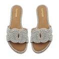 thumbnail image 2 of COM STAR Women’s Rhinestone Slide Sandals Sparkly Dressy Flat Sandals Fashion Summer Slip On Sandals for Party, Vacation and Casual Wear, 2 of 6