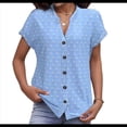 thumbnail image 2 of Blusa de Verano 2025 para Mujer, con Cuello en V, Volantes, Corta, Lunares, Holgada, Tipo Túnica Azul XL, 2 of 5