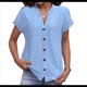 thumbnail image 2 of Blusa de Verano 2025 para Mujer, con Cuello en V, Volantes, Corta, Lunares, Holgada, Tipo Túnica Azul XL, 2 of 5