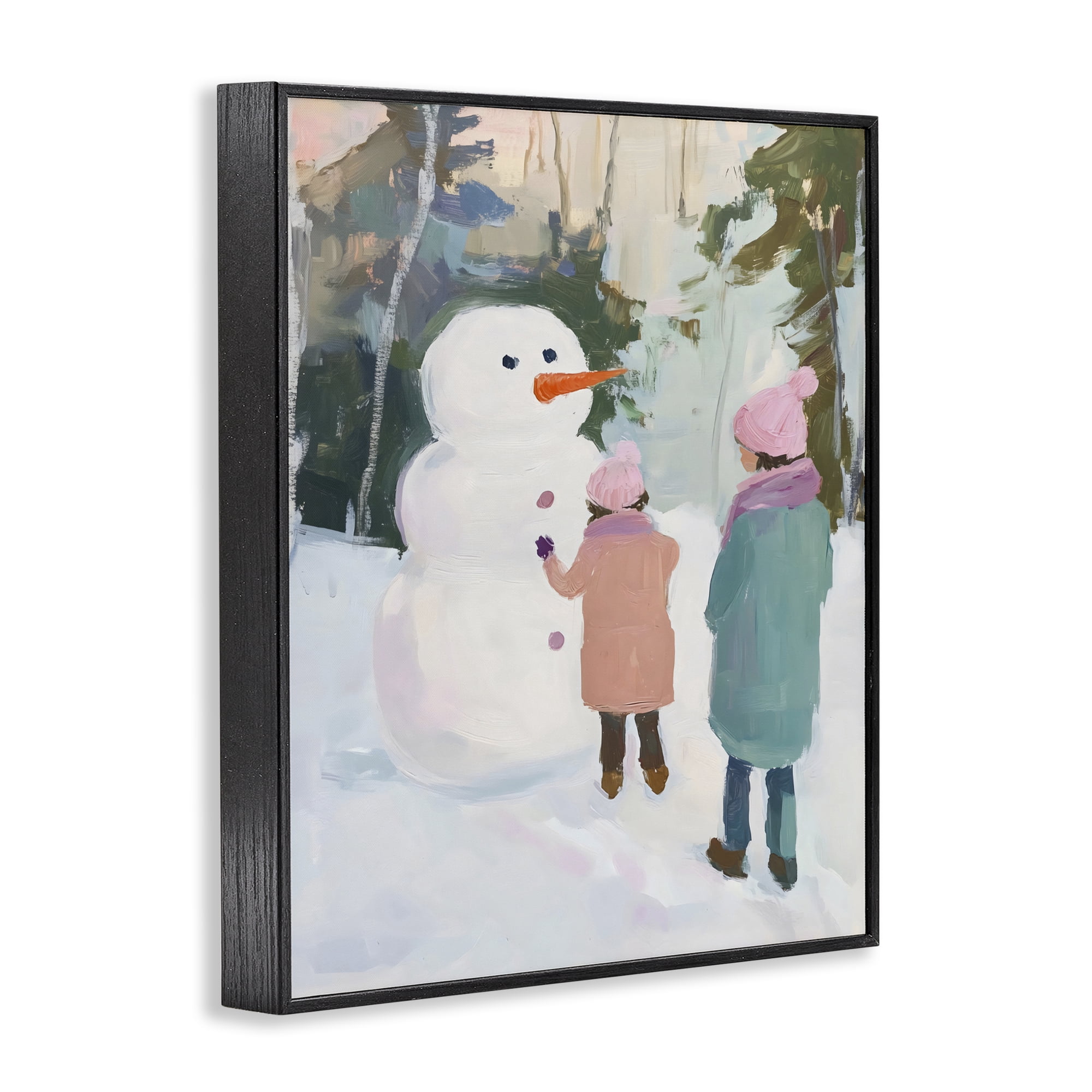 Stupell Industries Two Girls With Snowman Black Framed Giclee Art, design by The Prints Vibe