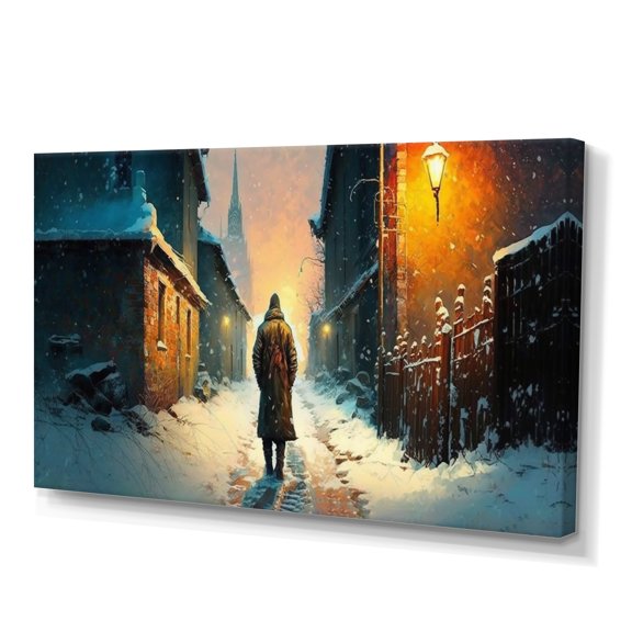 Designart City During The Winter II Canvas Wall Art