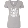 thumbnail image 3 of Inktastic Funny Goth Lurk Laugh Loathe with Goofy Skeleton Halloween Women's V-Neck T-Shirt, 3 of 5