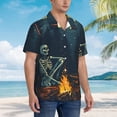 thumbnail image 3 of Balery Moonlit Skeleton Campfire Camisas hawaianas de manga corta para hombre, camisas playeras de corte holgado, camisas de vacaciones con botones,Small, 3 of 7