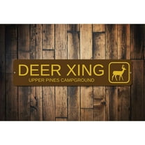 Deer Crossing Trail Novelty Sign, Metal Wall Decor - 4x18 inches
