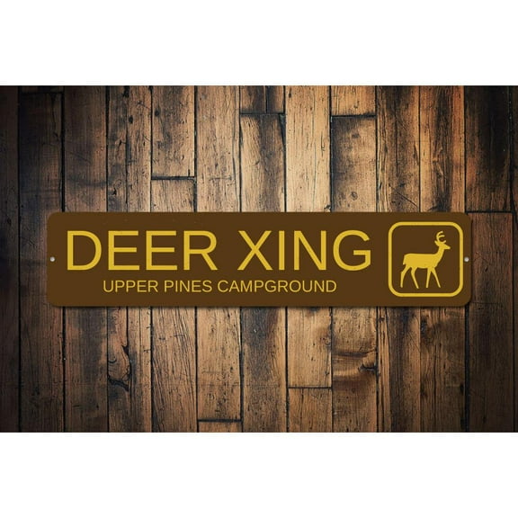 Deer Crossing Trail Novelty Sign, Metal Wall Decor - 4x18 inches
