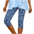 thumbnail image 6 of XUNKUSGA Capri Leggings for Women Fashion Denim Print Cropped Pants for Women Trendy Classic High Waisted Stretchy Workout Leggings for Club Holiday,Blue,L, 6 of 7