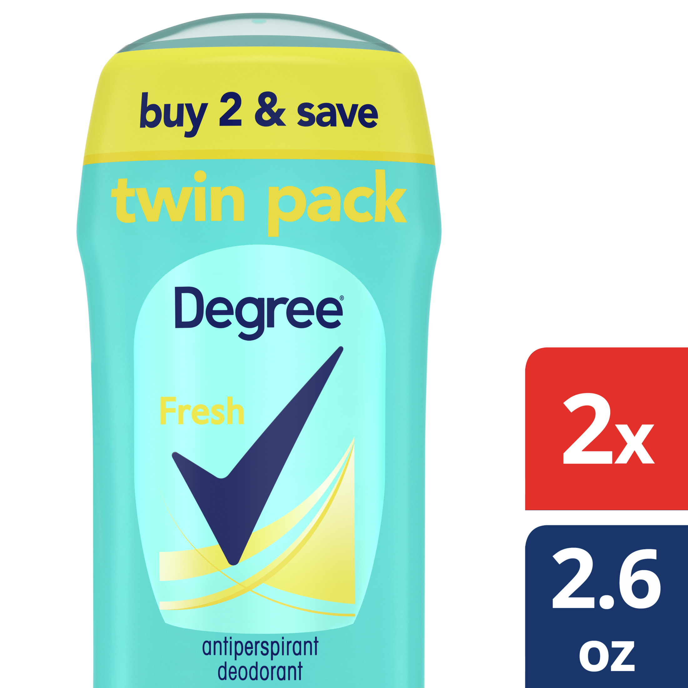 Degree Long Lasting Women's Antiperspirant Deodorant Stick Twin Pack, Fresh, 2.6 oz - image 2 of 8