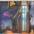 thumbnail image 2 of Splicing Pattern Halloween Scene with Pumpkin Semi Sheer Curtains, 78"x55" Window Voile Drapes Panels Treatment for Living Room Bedroom Kids Room, 2 Panels, 2 of 4