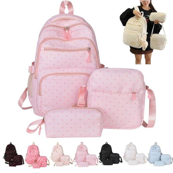 2026 New Cute Bow Backpack 3-Piece Set, Cute Backpack Set Aesthetic Daypack Bow Rucksack
