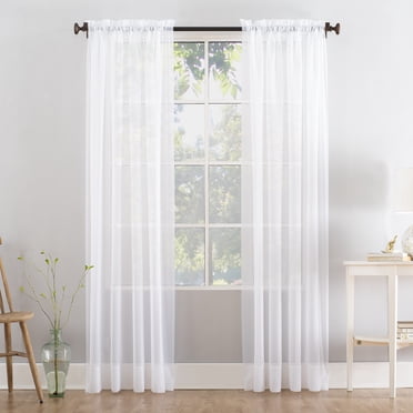 Mainstays Marjorie 1-Piece Sheer Voile Rod Pocket Curtain Panel, 59"x63", White