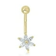 thumbnail image 5 of AVORA 10K Yellow Gold Simulated Diamond CZ Floral Belly Button Ring Body Jewelry (14 Gauge), 5 of 5
