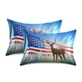 thumbnail image 2 of Dailycode Satin Pillow Case Standard Silk Pillow Cover for Hair and Skin Envelope Closure Deer and American Flag 20"x26", 2 of 9