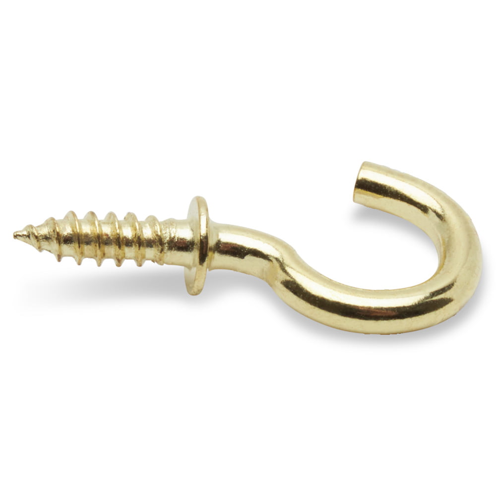WRIGHTS brass Cup Hooks 1/2" Key Jewelry Hooks Screw In  24 Small 6 packs 