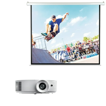 Optoma HD27e 1080p Home Entertainment Projector & Pyle PRJELMT106 Motorized Projector Screen