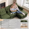 thumbnail image 6 of HUMEHA 126.7" Sectional Sofa with Ruffled Edge Chenille, 4-Seat Cloud Couch with Rolled Arms & Lumbar Pillow for Living Room, Green, 6 of 15