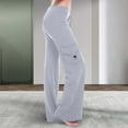 thumbnail image 2 of Pantalones de trabajo para mujer: pantalones harem casuales elásticos de cintura alta, estilo retro, tejido holgado, bolsillos, ideales para yoga y actividades al aire libre., 2 of 4
