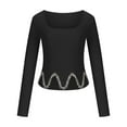 thumbnail image 5 of Goodtrade8 Black Women's Tops Long Sleeve Beaded Crew Neck Solid Color Casual Winter Shirts for Women, 5 of 7