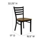 Flash Furniture HERCULES Series Black Ladder Back Metal Restaurant Chair - Cherry Wood Seat