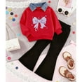 thumbnail image 3 of Eltusu Girls Outfit Sets, Collared Long Sleeve Fare Leg Sweatshirts&Sweatpants Sets Red Size 6-7 T, 3 of 6
