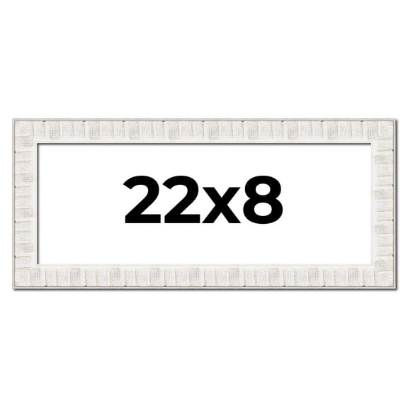 22x8 Frame White Sonoma Rustic Wood Picture Frame | 1.5 Inch Moulding Width | Complete with UV