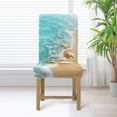 thumbnail image 4 of Xoenoiee Beach Starfish Seashell Print Dining Chair Covers, Stretch Parsons Slipcover with Elastic Band, Spandex Chair Seat Protectors for Dining Room, Hotel, Ceremony, 1 Pack, 4 of 7