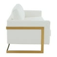 thumbnail image 5 of LeisureMod Lincoln 83" Modern Leather Upholstered Sofa With Gold Steel Frame in White, 5 of 7