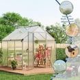 thumbnail image 3 of EastVita 6x6 FT Greenhouse for Outdoors Polycarbonate Greenhouse with Roof Vent Ground Nails Lockable Push Door Aluminum Large Walk-in Green House for Outside Garden Backyard Patio Lawn Silver, 3 of 9