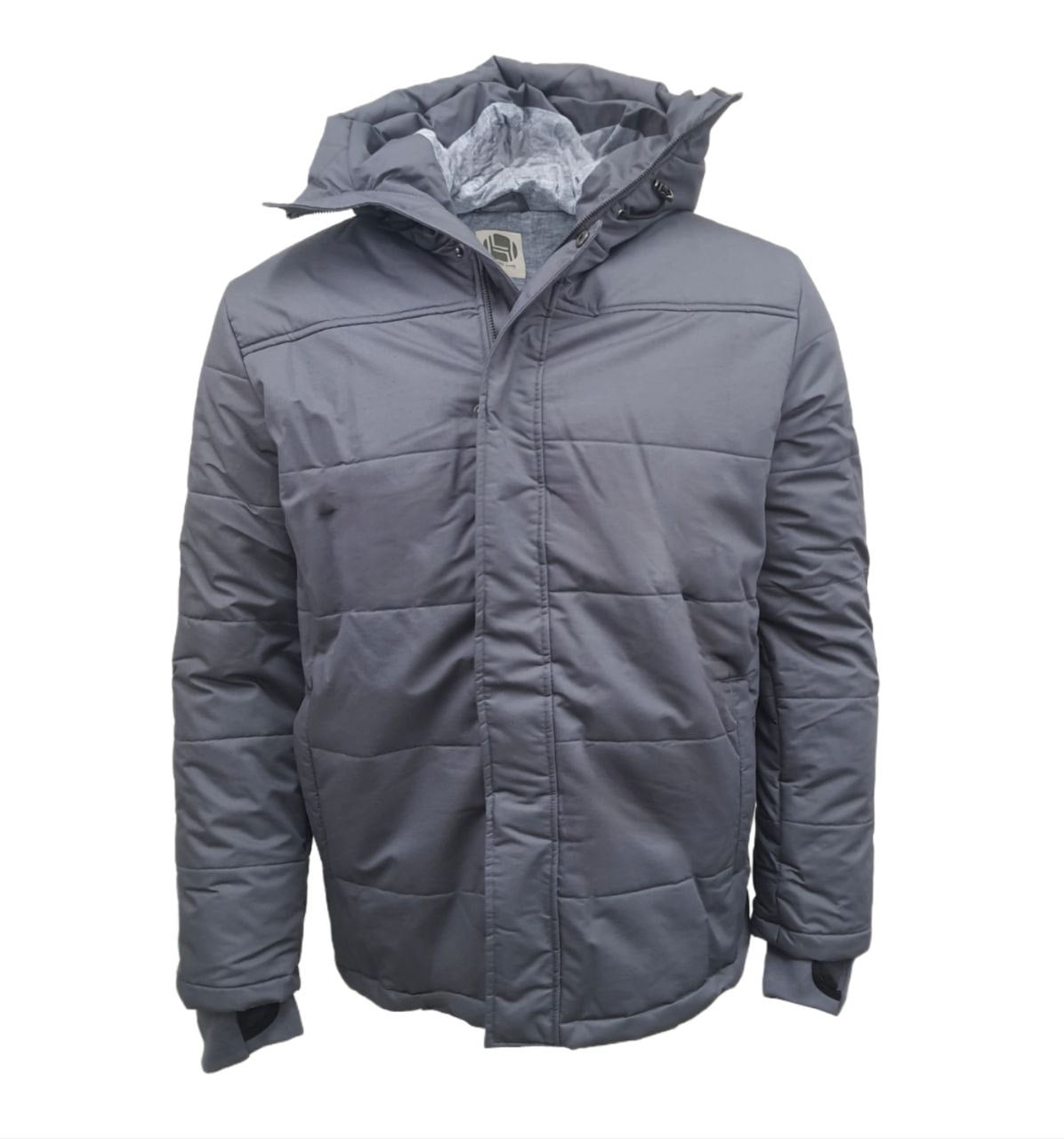 Boohoo Man High Shine Panel Puffer Jacket in Black, Size M