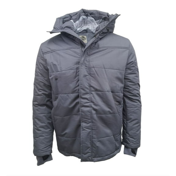 HoodLamb Men's Short Organic Hemp Puffer 420, Grey, X-Large