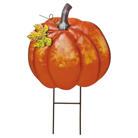 Metal Pumpkin Yard Stakes - Autumn Garden Decor - 18.9" Harvest Thanksgiving Lawn Ornaments - Decorative Fall Pumpkins for Outdoor Lawn & Garden