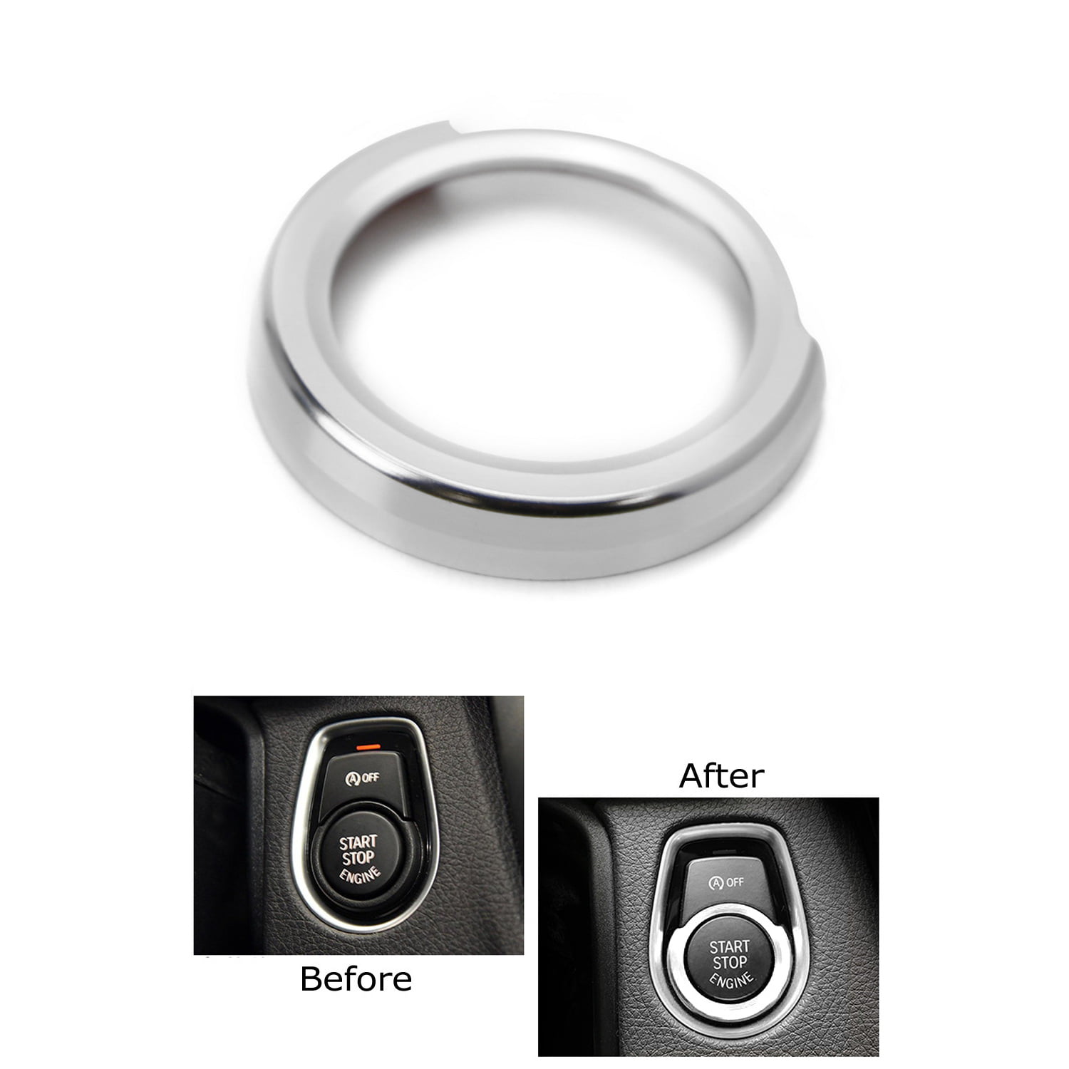 Silver Engine Start Push Button Ring Trim For BMW 1 Series /2 3 4 Series/X1 F48