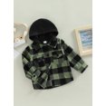 thumbnail image 3 of Bagilaanoe Toddler Baby Boy Hooded Jacket Plaid Long Sleeve Single-Breasted Shacket Coat with Pockets 6M 12M 18M 24M 3T 4T 5T Kids Fall Casual Outwear, 3 of 9