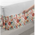 thumbnail image 2 of Floral Bed Skirt, Spring Themed Blossomings Laurel Leaf Bird, Elastic Bedskirt Dust Ruffle Wrap Around for Bedding Decor, 4 Sizes, Burnt Sienna Multicolor, by Ambesonne, 2 of 2