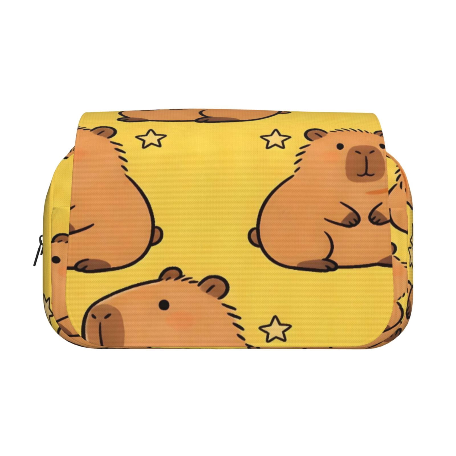 Large-Capacity Flip-Top Double-Layer Pencil Case, Multi-Functional Pocket Pen Case, Durable Stationery Organizer Capybara Star