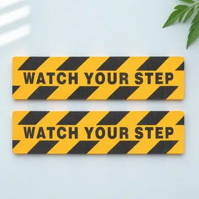 BESTOYARD 2Pcs Safety Tape for Steps with Watch Your Step Sign Assorted Color Pet Adhesive