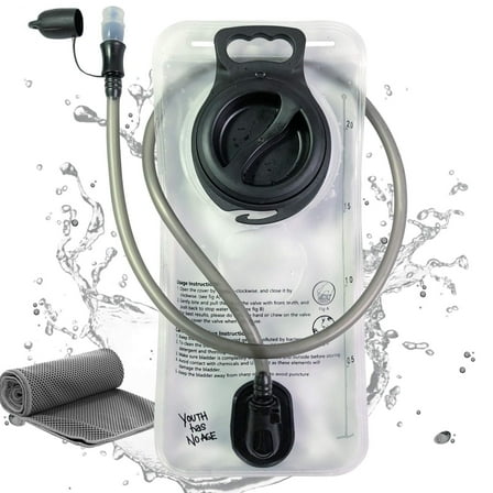 Higher--Grade Hydration Bladder - 2L BPA Free Leak Proof Water Reservoir with Wide Mouth Opening & Quick-Connect Hose - Compatible with Hydration Packs for Hiking, Biking, Running, Camping