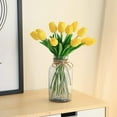 thumbnail image 4 of RV 20 piezas de tulipanes artificiales de látex de tacto Real, flores de tulipanes falsos, ramos de boda para decoración del jardín del hogar, color amarillo Rojo Verde, 4 of 5