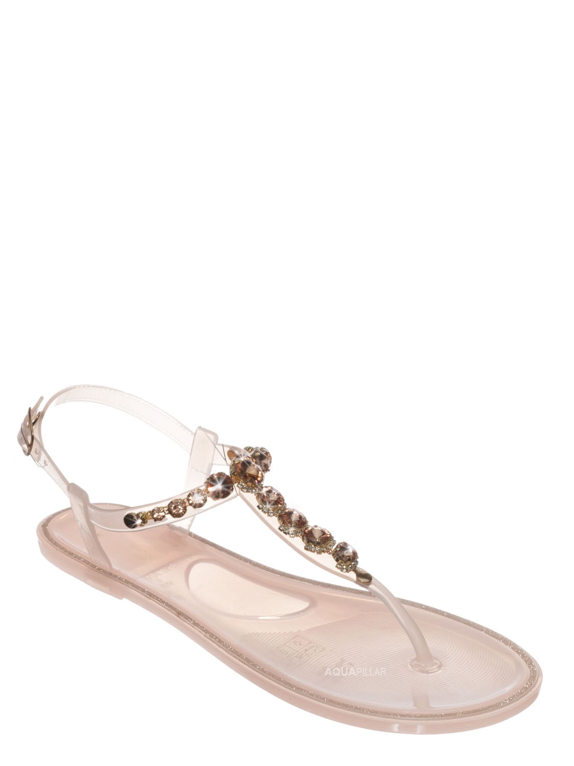 Bamboo - Gather06 by Bamboo, Jewel Lucite Jelly Flat Sandal - Clear ...