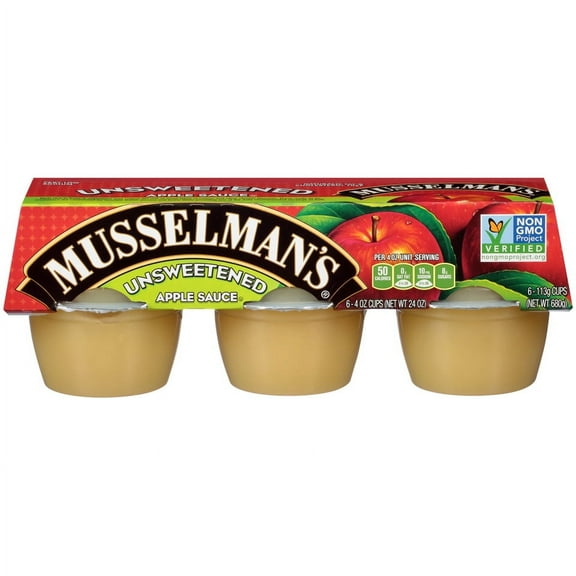 Knouse Foods Musselmans Natural No Sweetner Apple Sauce, 6 per pack -- 12 packs per case.