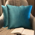 thumbnail image 2 of The HomeCentric Decorative Lumbar Pillow Cover Turquoise Pack Of 2, 12"x14" (30x35 cm) Satin Solid Oblong Pillow Cover, Modern Cushion Cover Style - Turquoise Slub Satin, 2 of 14