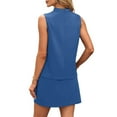 thumbnail image 7 of qolati Two Piece Skirt Sets for Women Summer Beach Vacation Outfits Mock Neck Sleeveless Tops Elastic Short Tennis Skirt with Pockets Lounge Matching Sets, 7 of 7
