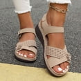 thumbnail image 6 of hlysgo Orthopedic Wide Sandals for Women Wide Width Strappy Arch Support Flat Wedge Sandals Walking Dressy Open Toe Beige 6.5, 6 of 6